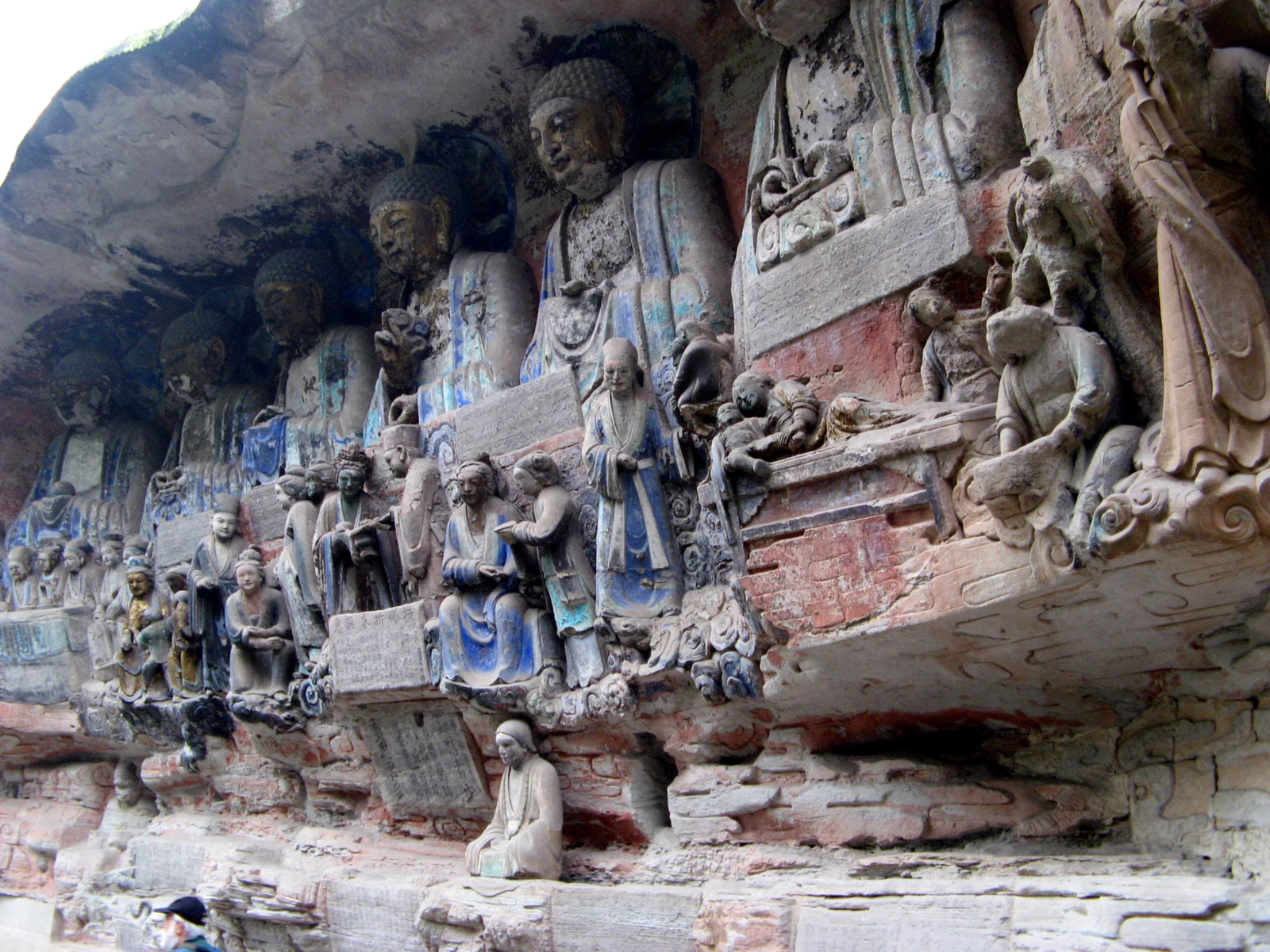 Rows of expressive Buddhist rock carvings at Baodingshan in Dazu