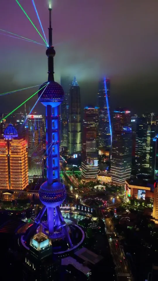 Video still: Pudong’s illuminated towers